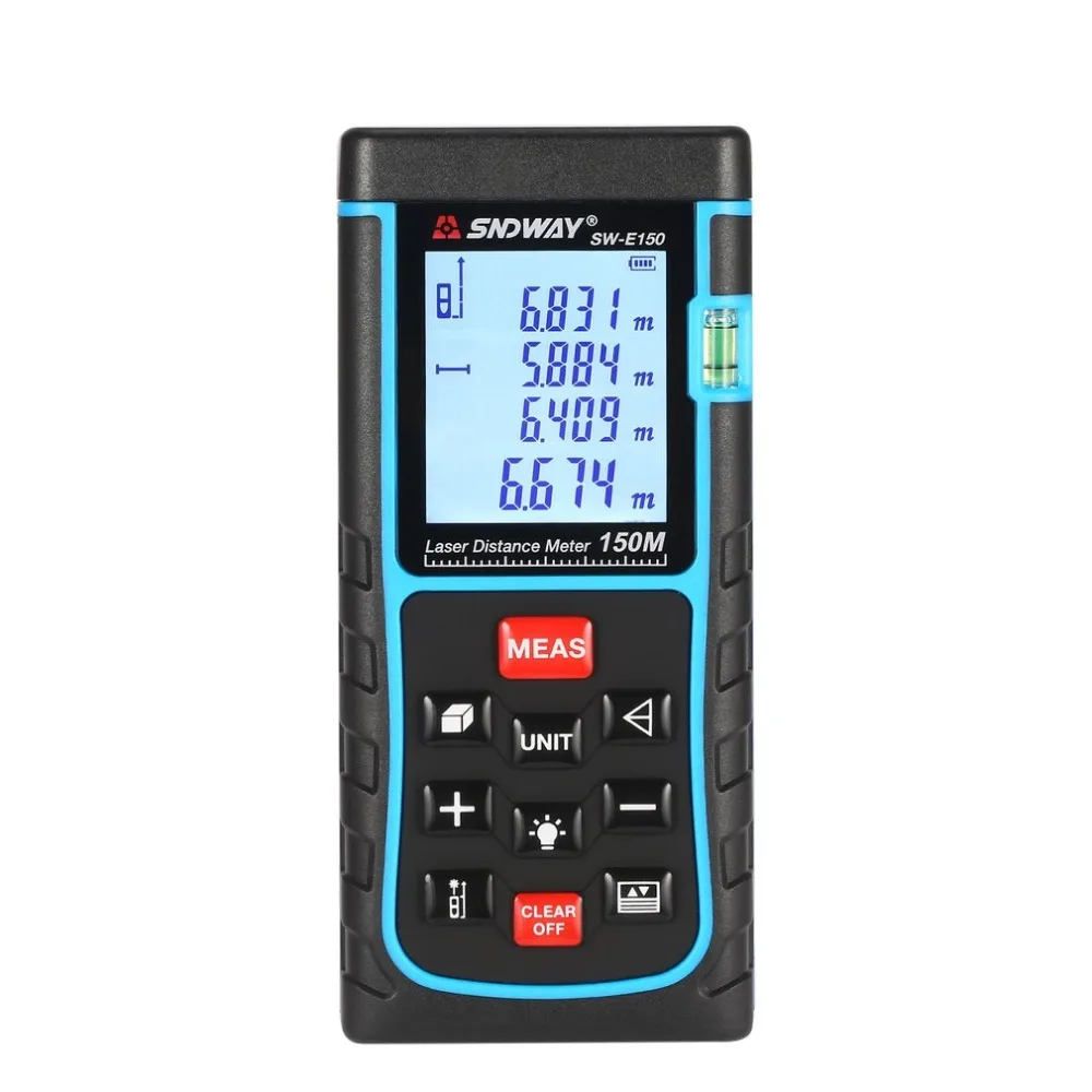 SNDWAY SW-E150 150M Handheld Laser Distance Meter Range Finder Trena Laser Rangefinder Laser Tape Measure Distance Tool
SNDWAY SW-E150 150M Handheld Laser Distance Meter Range Finder Trena Laser Rangefinder Laser Tape Measure Distance Tool
