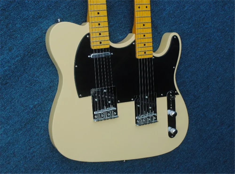 Light yellow double-head electric guitar 6+6 strings, free delivery, factory customization
Light yellow double-head electric guitar 6+6 strings, free delivery, factory customization