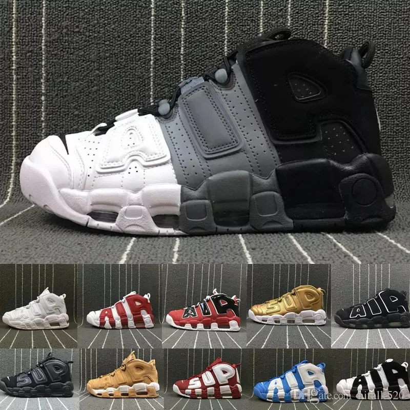 

High Quality More Uptempo 96 QS Olympic Tri-Color UNC Air White Men Basketball Shoes Cheap 3M Mens Scottie Pippen shoes Sneakers