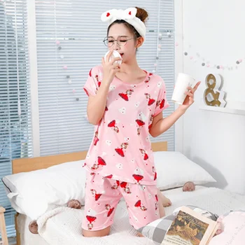 New Cartoon Print Pajamas Set Women's 2 Piece Suit Jacket + Shorts Loose Elastic Waist Shorts Casual
New Cartoon Print Pajamas Set Women's 2 Piece Suit Jacket + Shorts Loose Elastic Waist Shorts Casual