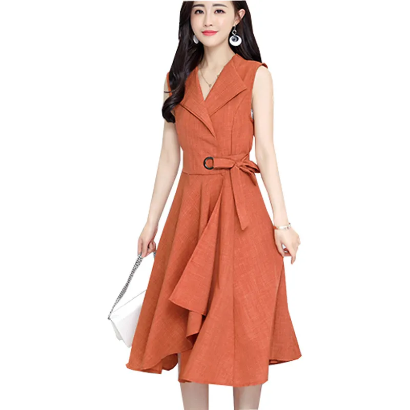 2018 new fashion Summer Dress Sleeveless work OL women dress casual A-Lin v-neck cotton Linen dress vestidos de festa
2018 new fashion Summer Dress Sleeveless work OL women dress casual A-Lin v-neck cotton Linen dress vestidos de festa