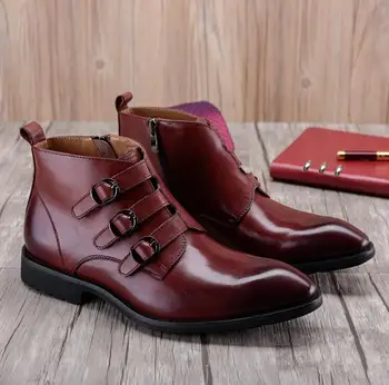 Dress shoes men's ankle boots buckle strap genuine leather pointed toes smart casual high top shoes side zip vintage roman boots
Dress shoes men's ankle boots buckle strap genuine leather pointed toes smart casual high top shoes side zip vintage roman boots