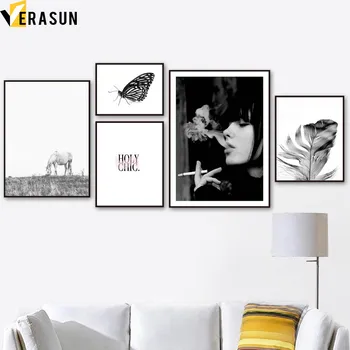 Black White Horse Girl Feather Butterfly Wall Art Canvas Painting Nordic Posters And Prints Wall Pictures For Living Room Decor
Black White Horse Girl Feather Butterfly Wall Art Canvas Painting Nordic Posters And Prints Wall Pictures For Living Room Decor