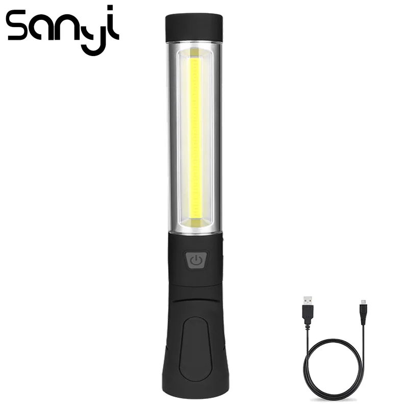 

SANYI USB Built-in Rechargeable Battery Flashlight Magnetic Torch LED COB Working Lamp 3 Modes 3800 LM Camping Portable Lantern