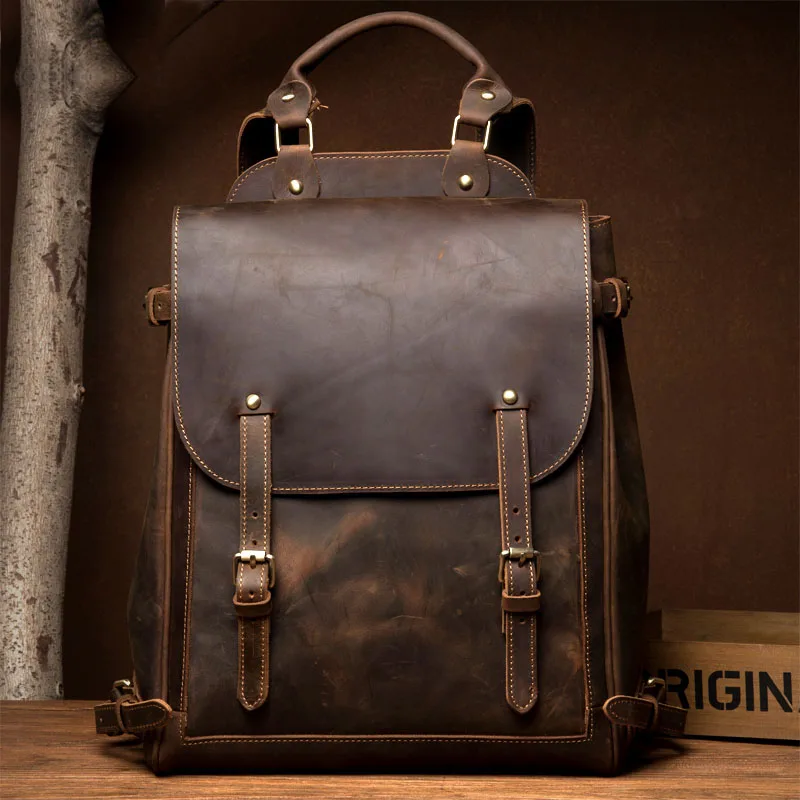 Men Crazy Horse Real Leather Fashion Travel Bag University School Book Bag Cowhide Design Male Backpack Daypack Student Bag Male
Men Crazy Horse Real Leather Fashion Travel Bag University School Book Bag Cowhide Design Male Backpack Daypack Student Bag Male