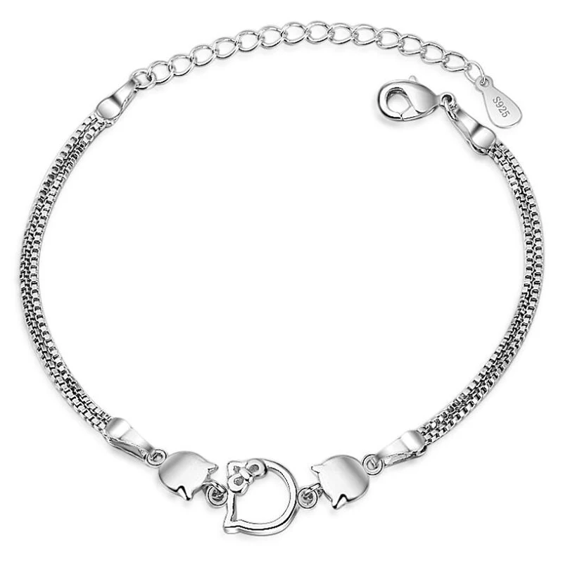 KOFSAC Fashion Sterling Silver 925 Bracelets Charm Double Chain Cute Cat Bangles for Women Jewelry Valentine's Day Gifts Pulser
KOFSAC Fashion Sterling Silver 925 Bracelets Charm Double Chain Cute Cat Bangles for Women Jewelry Valentine's Day Gifts Pulser