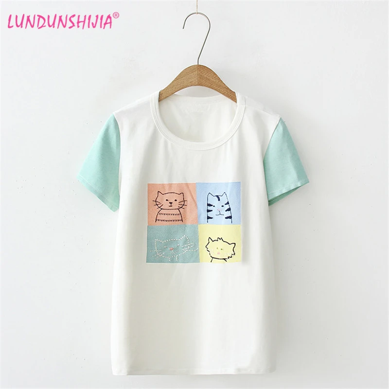 LUNDUNSHIJIA 2018 Summer Cat Embroidery T-shirts For Women White Cotton Female T-shirt Short Sleeve O-neck Tee Tops
LUNDUNSHIJIA 2018 Summer Cat Embroidery T-shirts For Women White Cotton Female T-shirt Short Sleeve O-neck Tee Tops