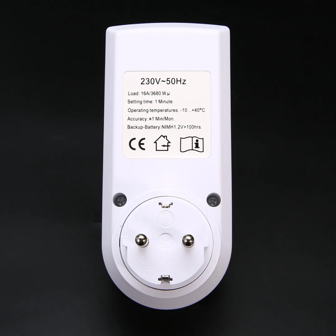 LCD Display Electronic Digital Timer Switch EU Plug-in Programmable Timing Socket 7 Day 12/24 Hour Timer Outlet