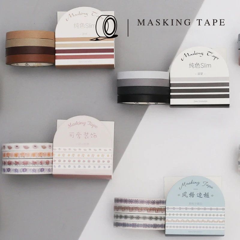 4Pcs/set 5mm Kawaii Solid Color Slim Washi Tape for DIY Decorative Adhesive Labels Masking Tape Sticker Scrapbooking Stationery
4Pcs/set 5mm Kawaii Solid Color Slim Washi Tape for DIY Decorative Adhesive Labels Masking Tape Sticker Scrapbooking Stationery