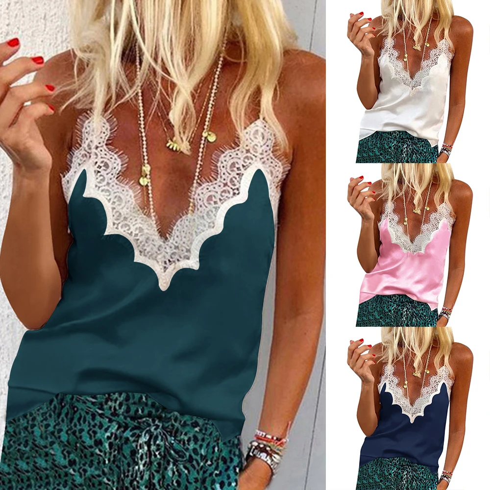 CALOFE 2019 Ladies Sexy Patchwork Sling Tops Casual Pullover Solid Strap V Neck Vest Fashion Lace Summer Home Women Camisole
CALOFE 2019 Ladies Sexy Patchwork Sling Tops Casual Pullover Solid Strap V Neck Vest Fashion Lace Summer Home Women Camisole