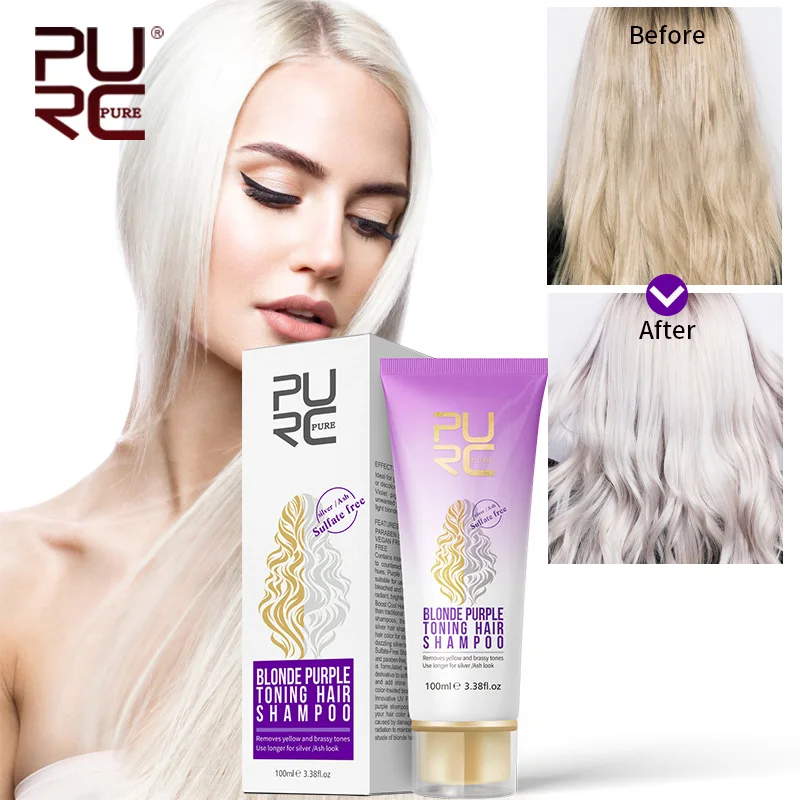 

11.11 PURC 100ml Purple Shampoo For Blonde Hair Revitalize Blonde Bleached & Highlighted Hair Sulfate Free Color Treated Shampoo