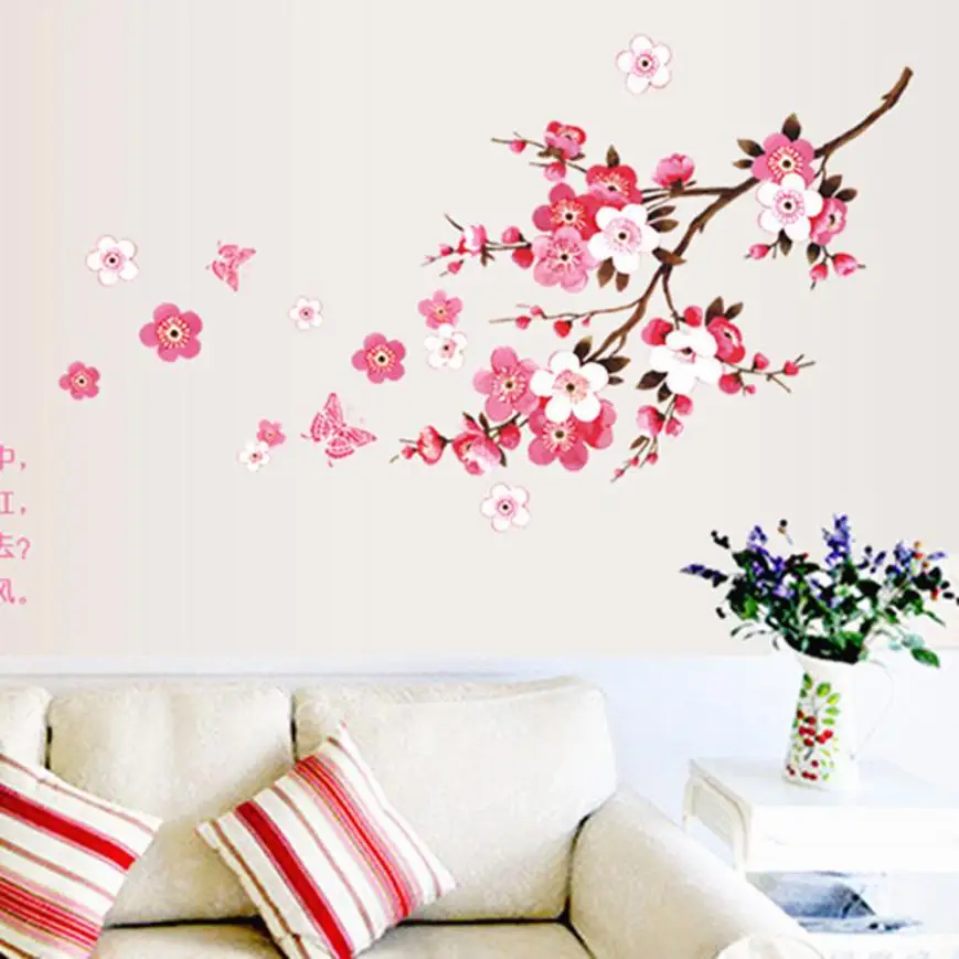 New PVC Wall Sticker Room Peach Blossom Flower Butterfly Wall Stickers Vinyl Art Decals home decoration Mural Fashion Stickers
New PVC Wall Sticker Room Peach Blossom Flower Butterfly Wall Stickers Vinyl Art Decals home decoration Mural Fashion Stickers