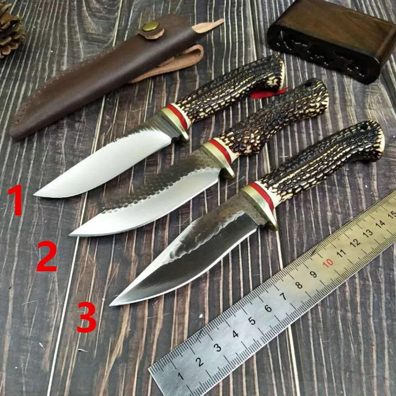Handmade forged Damascus steel hunting knife 60HRC Damascus Steel fixed knife Antlers handle with Leather sheath Tools
Handmade forged Damascus steel hunting knife 60HRC Damascus Steel fixed knife Antlers handle with Leather sheath Tools