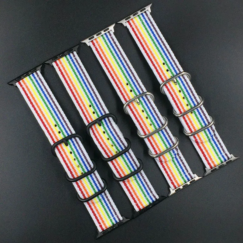 For Apple watch Colorful canvas nylon rainbow strap for iwatch 1/2/3 generation watch with sporty solid color wristband 38/42
For Apple watch Colorful canvas nylon rainbow strap for iwatch 1/2/3 generation watch with sporty solid color wristband 38/42