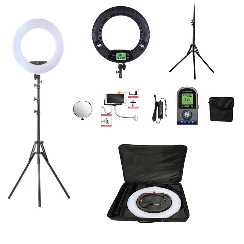 Yidoblo Black FE-480II 5600K Dimmable Camera Ring Light 480 LED Video Light Lamp LCD RC Photographic Lighting +2M stand+ handbag
Yidoblo Black FE-480II 5600K Dimmable Camera Ring Light 480 LED Video Light Lamp LCD RC Photographic Lighting +2M stand+ handbag