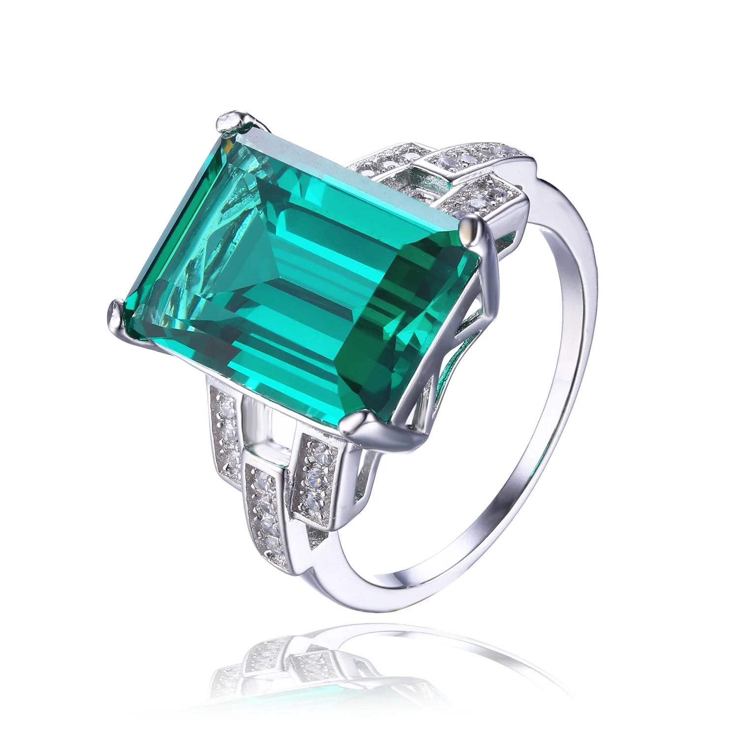 Women's Designer Ring w/ Emerald 925 Solid Sterling Silver