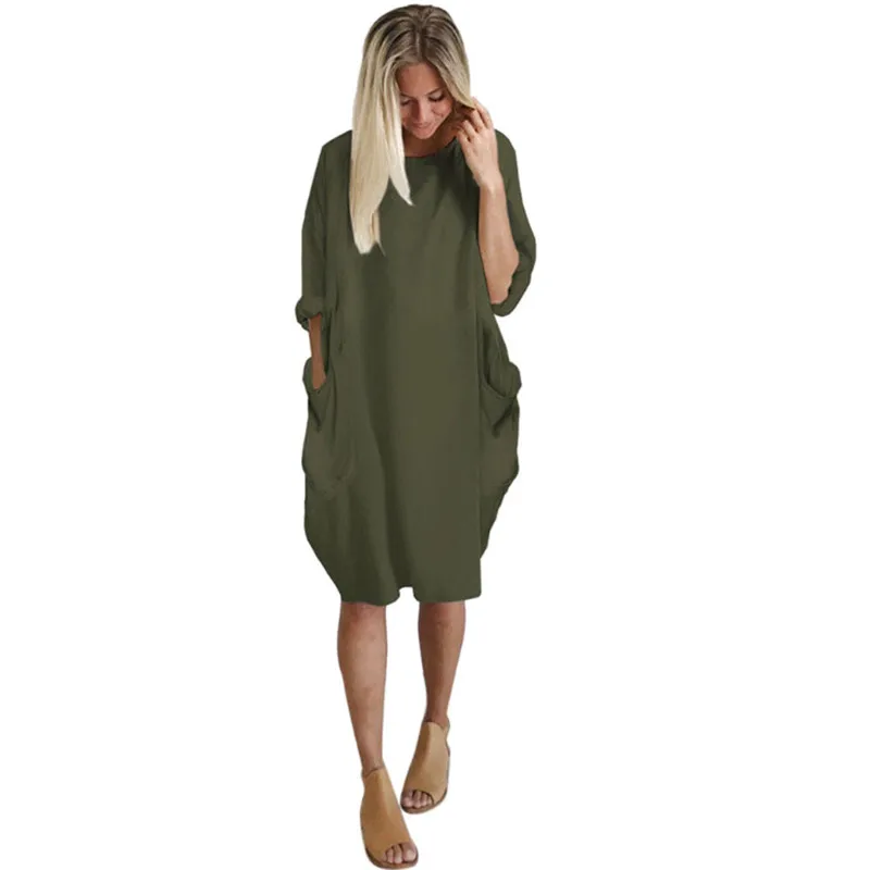 2019 Hot Sale Autumn Winter Womens Fashion Pocket Loose Dress Ladies Solid Crew Neck Casual Long Tops Dress Plus Size vestido
2019 Hot Sale Autumn Winter Womens Fashion Pocket Loose Dress Ladies Solid Crew Neck Casual Long Tops Dress Plus Size vestido