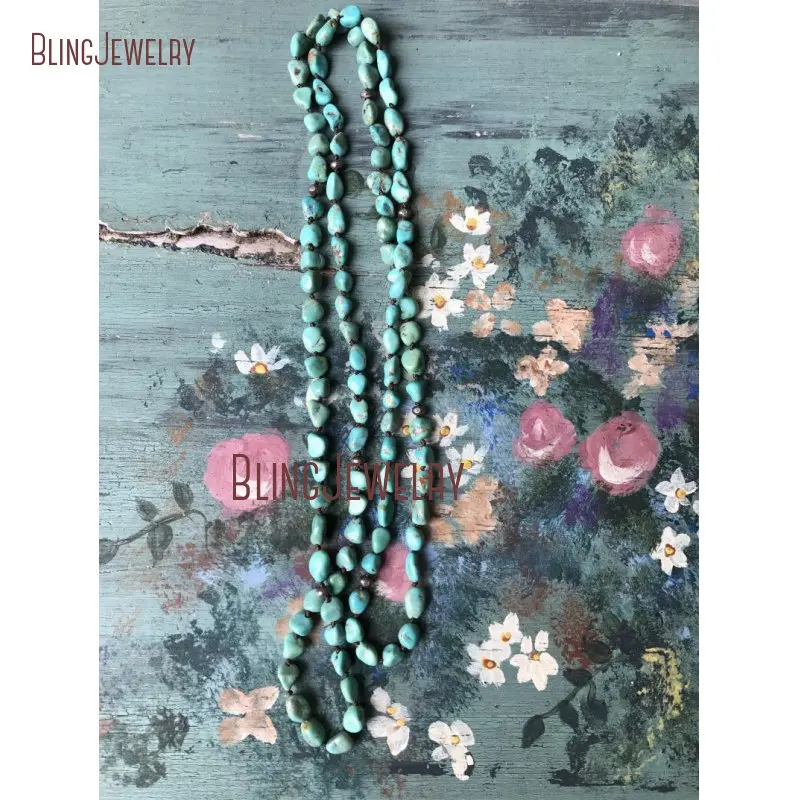 20190325-NM15543-southwest boho turquoise stone blue rustic glam hand knot thai silver beads layering necklace_3