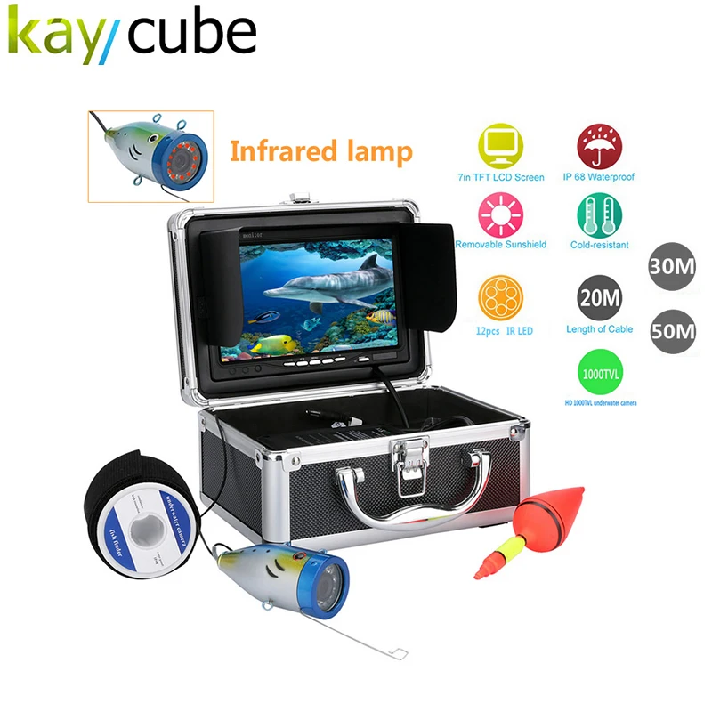 Kaycube 7" Inch 1000tvl 20M 30M 50M Underwater Fishing Video Camera Kit 12 LED Infrared Lamp Lights Video Fish Finder Lake
Kaycube 7" Inch 1000tvl 20M 30M 50M Underwater Fishing Video Camera Kit 12 LED Infrared Lamp Lights Video Fish Finder Lake