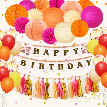Nicro 56 pcs/set Happy Birthday Party Decoration Hanging Paper Lanterns Pom Poms Banner Garland Balloon Orange Pink #Set83
Nicro 56 pcs/set Happy Birthday Party Decoration Hanging Paper Lanterns Pom Poms Banner Garland Balloon Orange Pink #Set83