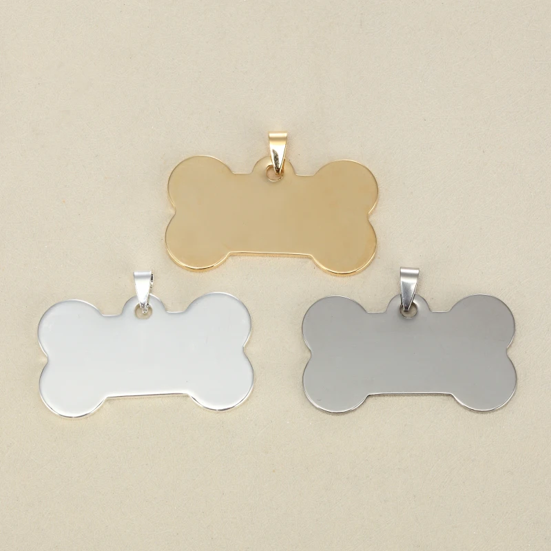 10pcs Diy jewelry accessories Dog bone army card smooth blank stainless steel pendants 29 * 50 mm in gold and nature color | Украшения и