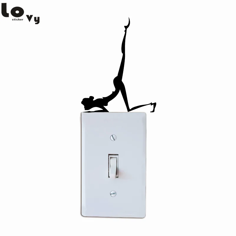Йога танцор Handstand On Light Сменные наклейки спальня/домашний Декор виниловые на