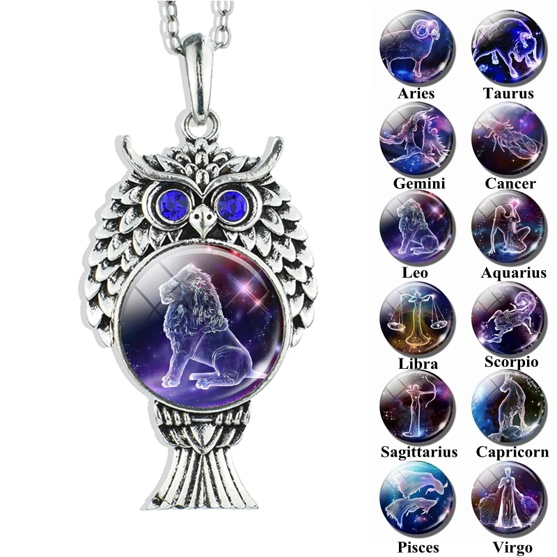 12 Constellation Necklace Cancer Leo Virgo Libra Scorpio Capricorn Zodiac Necklace Antique Silver Owl Pendant Necklace Gifts
12 Constellation Necklace Cancer Leo Virgo Libra Scorpio Capricorn Zodiac Necklace Antique Silver Owl Pendant Necklace Gifts