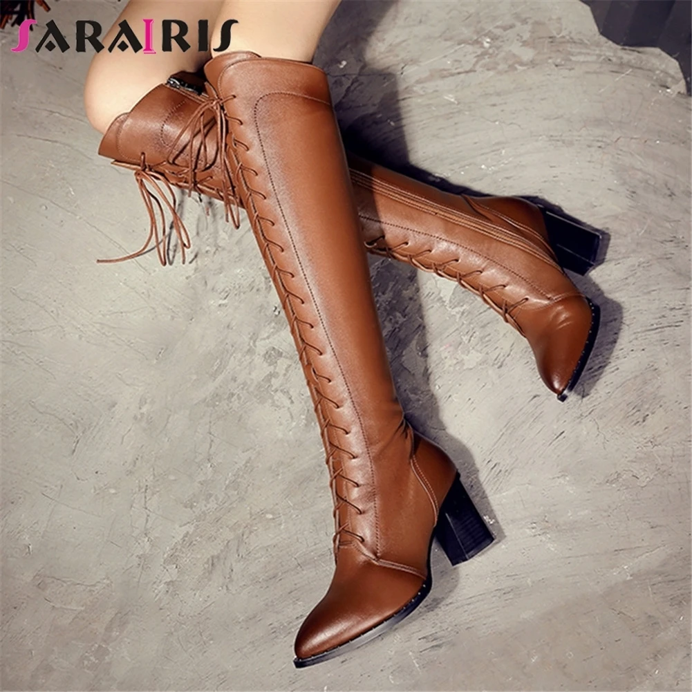SARAIRIS Brand New Cow Leather Pointed Toe Zip Cross Tied Shoes Woman Casual Party Winter Spring Knee High Boots Big Size 34-42
SARAIRIS Brand New Cow Leather Pointed Toe Zip Cross Tied Shoes Woman Casual Party Winter Spring Knee High Boots Big Size 34-42