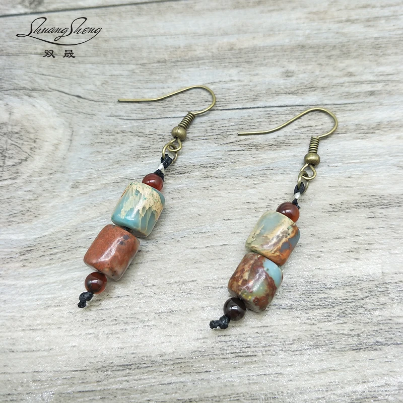 New Vintage Ethnic Earrings High Quality Natural Stone Handmade Beaded Earrings Haute Couture Jewelery for Women
New Vintage Ethnic Earrings High Quality Natural Stone Handmade Beaded Earrings Haute Couture Jewelery for Women