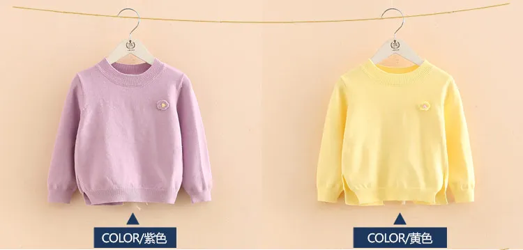 2018 Autumn Spring 2-10 Years Old Gift Children'S Clothing O-Neck Long Sleeve Candy Color Knitted Kids Baby Girls Sweater (7)