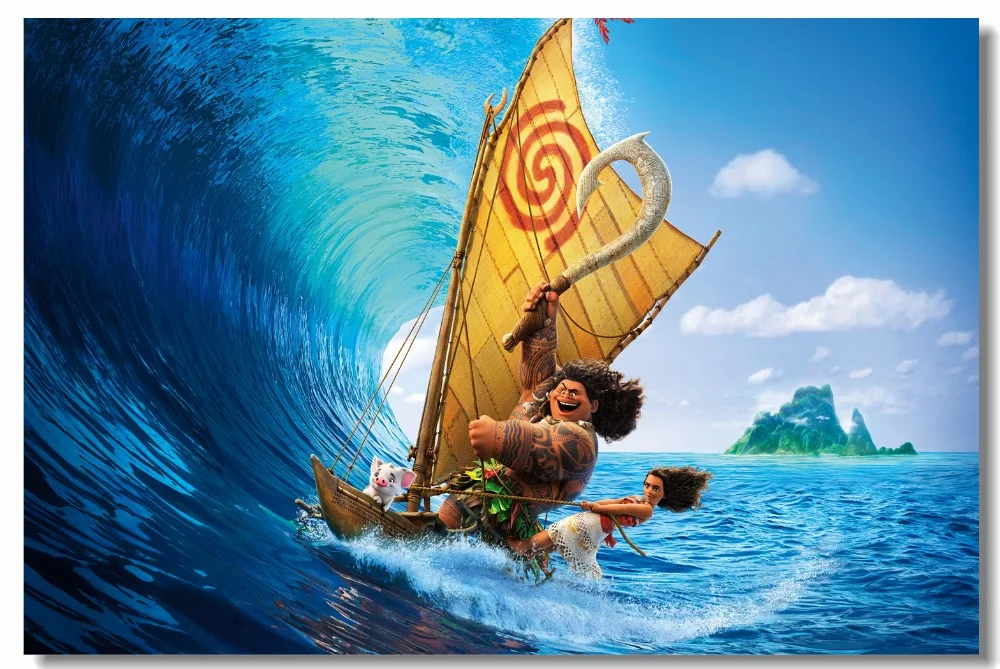 Пользовательские холст Настенный декор искусство Моана Мауи плакат Vaiana