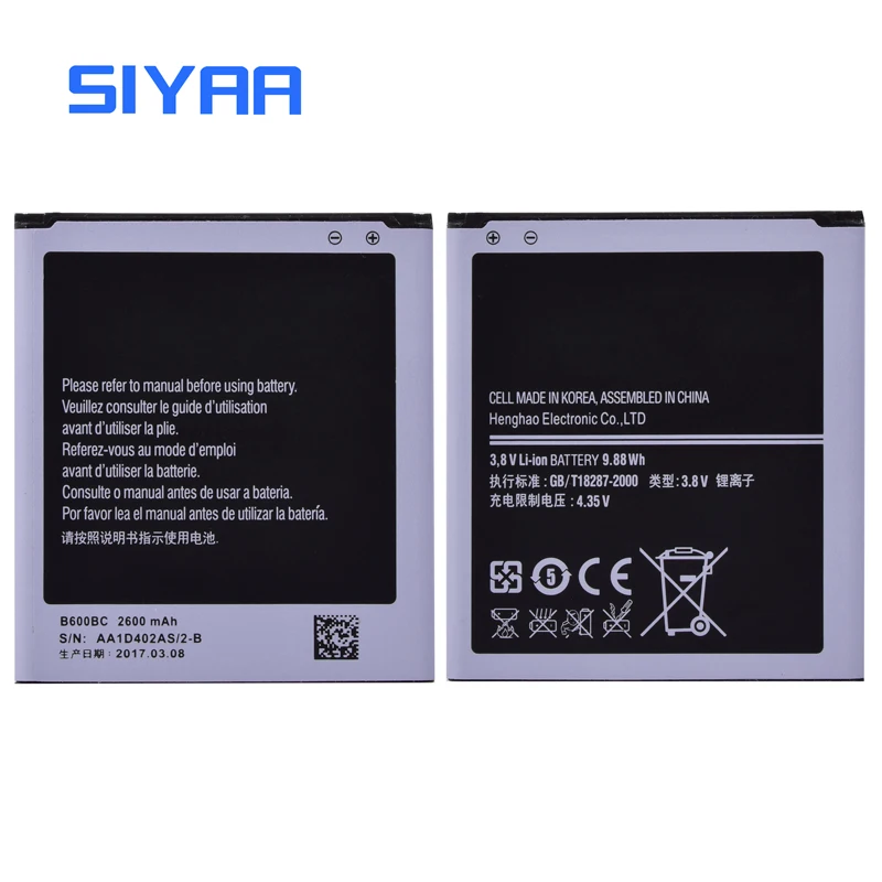 SIYAA Original Battery B600BC For Samsung S4 i9505 i9506 i9295 i9500 2600mAh High Capacity Replacement For Galaxy S 4 Batteria
SIYAA Original Battery B600BC For Samsung S4 i9505 i9506 i9295 i9500 2600mAh High Capacity Replacement For Galaxy S 4 Batteria