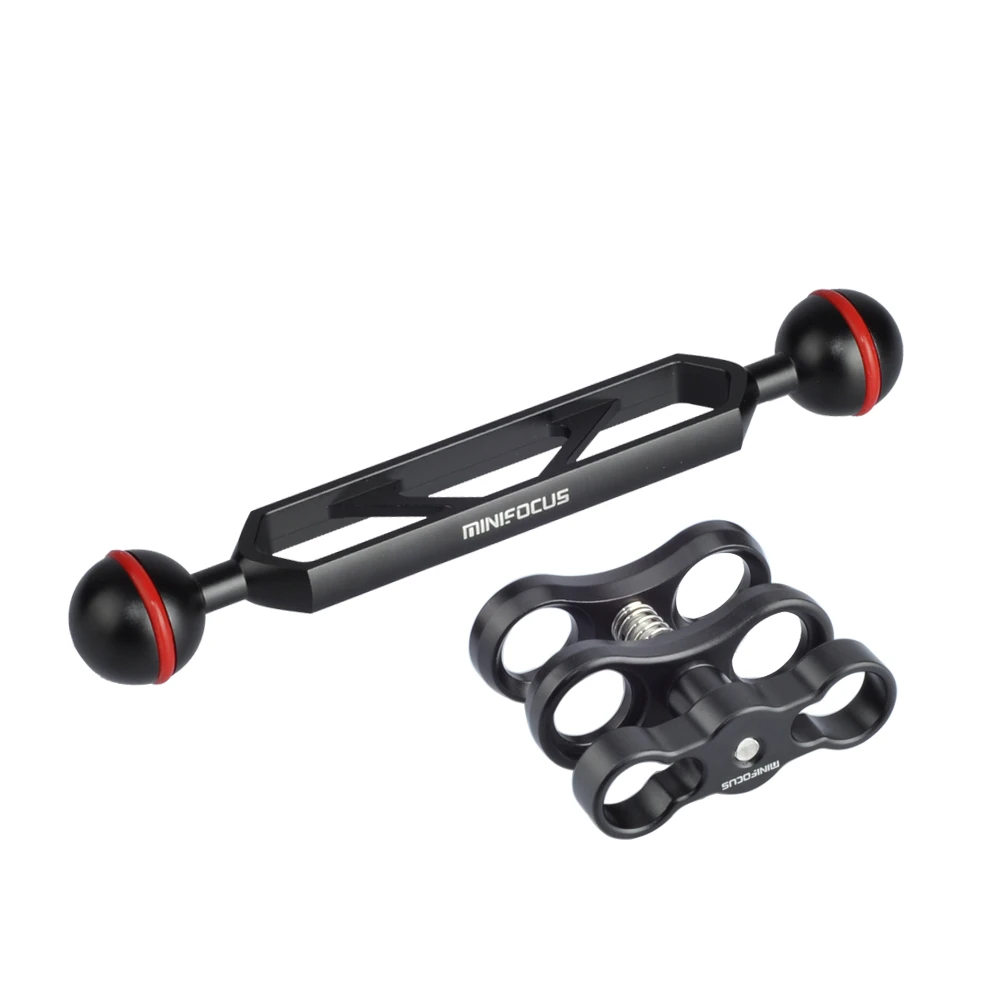 MINIFOCUS 6'' Double Ball Arm with 1" Ball Clamp Set for Connecting Strobe/Video Light to Underwater Photography Housing
MINIFOCUS 6'' Double Ball Arm with 1" Ball Clamp Set for Connecting Strobe/Video Light to Underwater Photography Housing