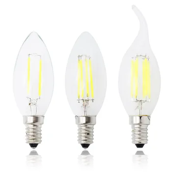 

E14 LED Filament C35 Lamp C35L Dimmable Glass Candle Bulb 220V 4W 8W 12W Replace 20W 40W 60W Halogen Light Chandeliers