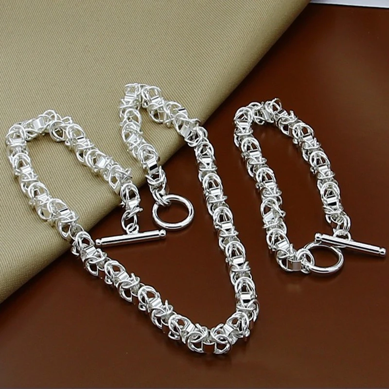 Brand women set Wholesale trendy Jewelry Silver jewelry silver chains necklace + bracelet Sets high quality
Brand women set Wholesale trendy Jewelry Silver jewelry silver chains necklace + bracelet Sets high quality