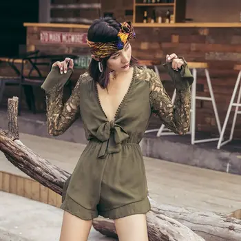 Liva Girl Summer Sexy Long Sleeve Deep V Playsuit Lace Up Ruffled Bodysuit For Women 2019 Lace Playsuit Hollow
Liva Girl Summer Sexy Long Sleeve Deep V Playsuit Lace Up Ruffled Bodysuit For Women 2019 Lace Playsuit Hollow