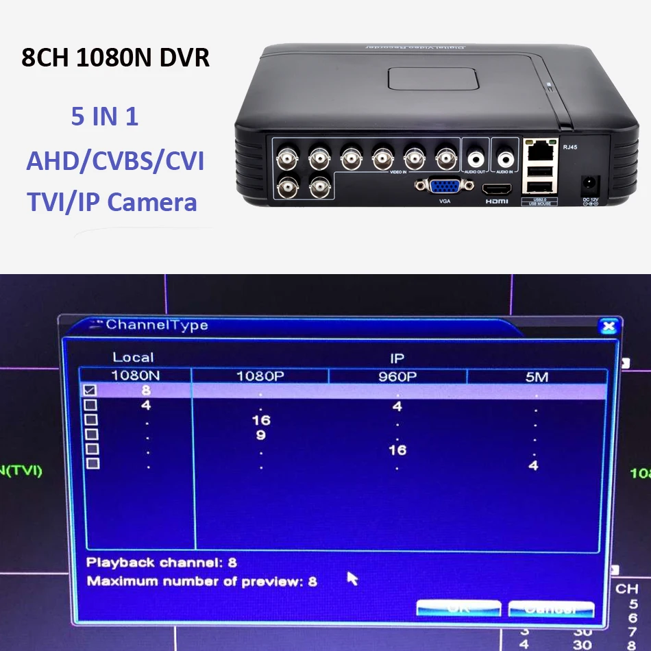 Камера видеонаблюдения камера 4 в 1 видеорегистратор аналоговая AHD/N DVR 4/8 каналов