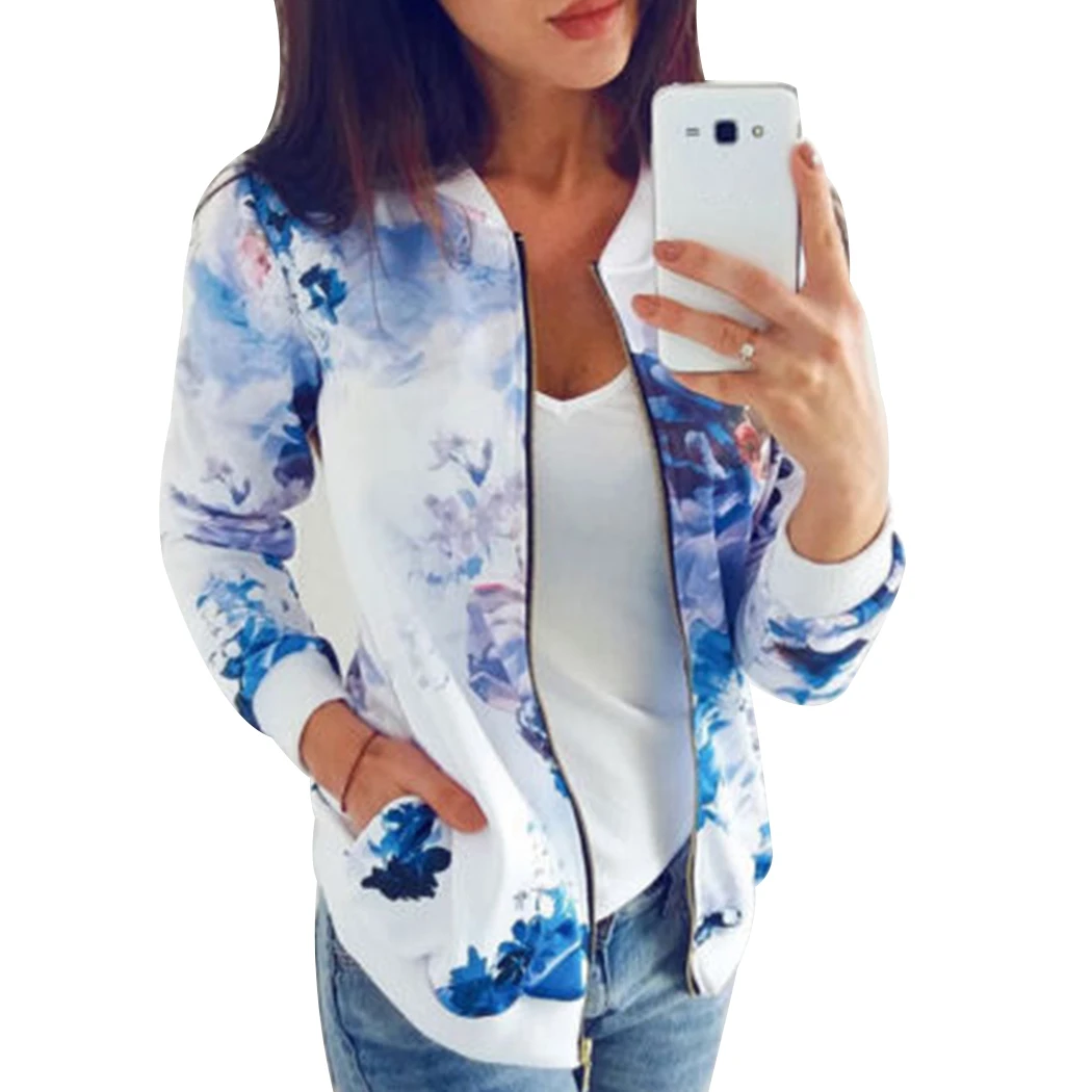 Fashion Women Bomber Jacket Zipper Basic Floral Print Coat Top Long Sleeve Baseball Jackets Streetwear Female Outwear M-5XL A4
Fashion Women Bomber Jacket Zipper Basic Floral Print Coat Top Long Sleeve Baseball Jackets Streetwear Female Outwear M-5XL A4