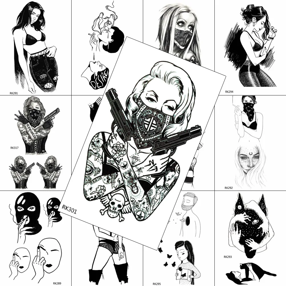 Creative Black Cool Gangster Temporary Tattoos For Adult Sexy Body Art Legs Wasit Tattoos Decal Fake Realistic Sheets Sticker
Creative Black Cool Gangster Temporary Tattoos For Adult Sexy Body Art Legs Wasit Tattoos Decal Fake Realistic Sheets Sticker