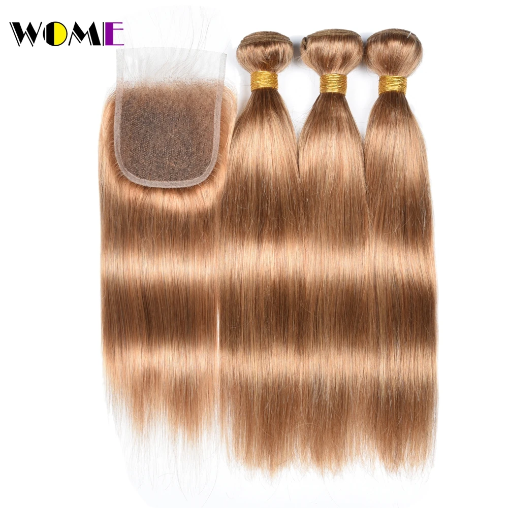 Wome #27 Peruvian Straight Hair With Closure Honey Blonde Color Human Hair Weave 3 Bundles With 4X4 Lace Closure Non Remy Hair
Wome #27 Peruvian Straight Hair With Closure Honey Blonde Color Human Hair Weave 3 Bundles With 4X4 Lace Closure Non Remy Hair