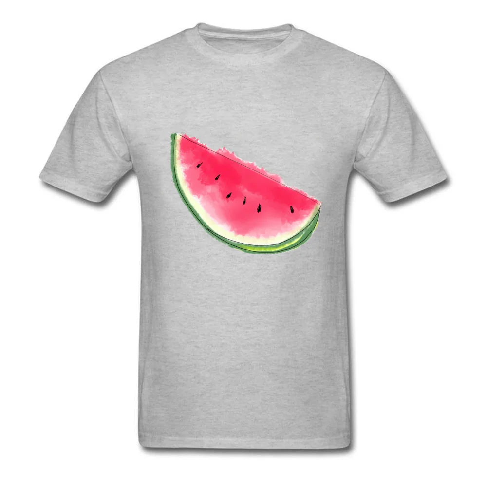 Watermelon Summer Cotton Printed On Tops T Shirt Discount Short Sleeve Mens T-Shirt Casual Summer T-shirts Crew Neck Watermelon Summer grey