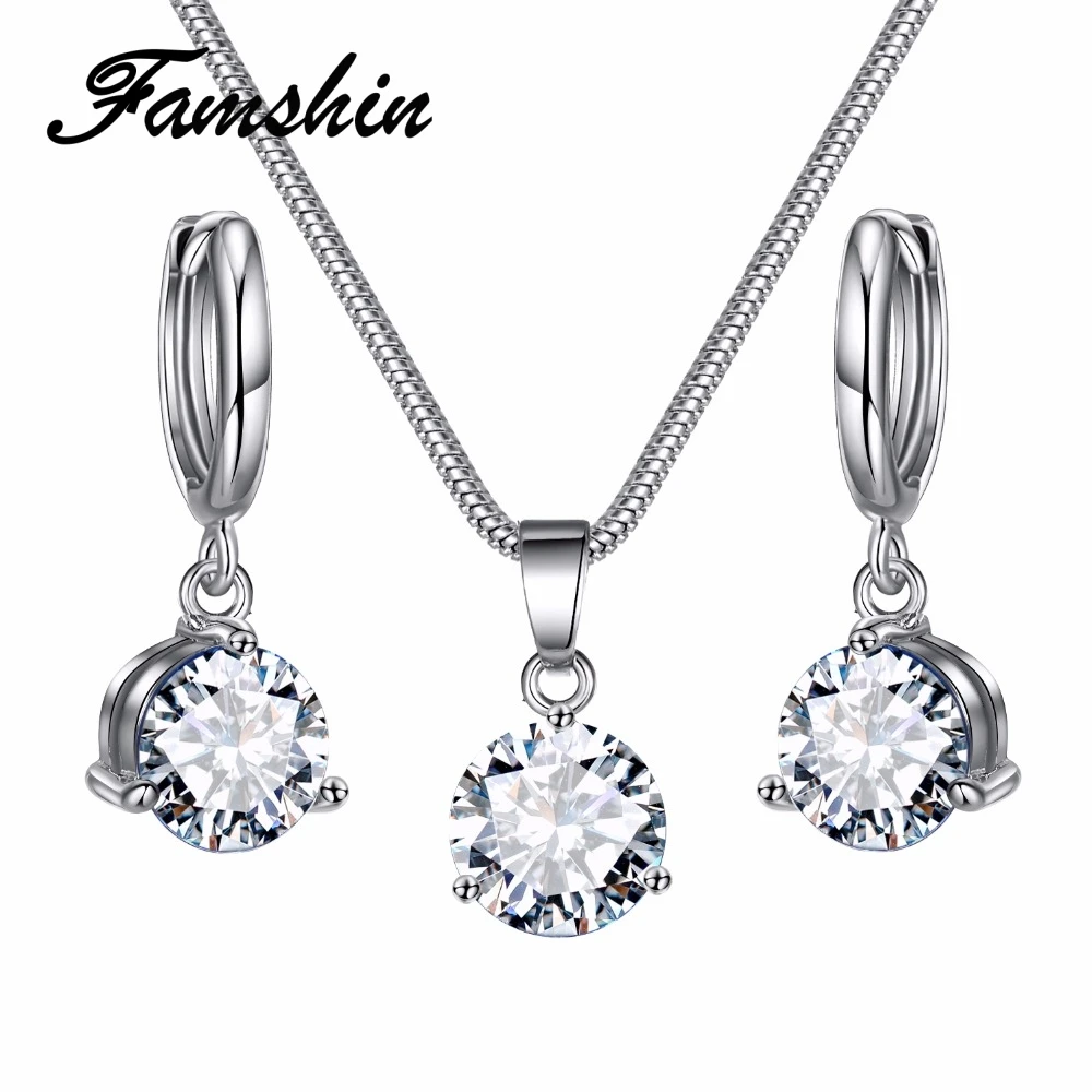 FAMSHIN 8 Colors Jewelry Sets for Women Round Cubic Zircon Hypoallergenic Copper Necklace/Earrings Jewelry Sets Wholesale
FAMSHIN 8 Colors Jewelry Sets for Women Round Cubic Zircon Hypoallergenic Copper Necklace/Earrings Jewelry Sets Wholesale