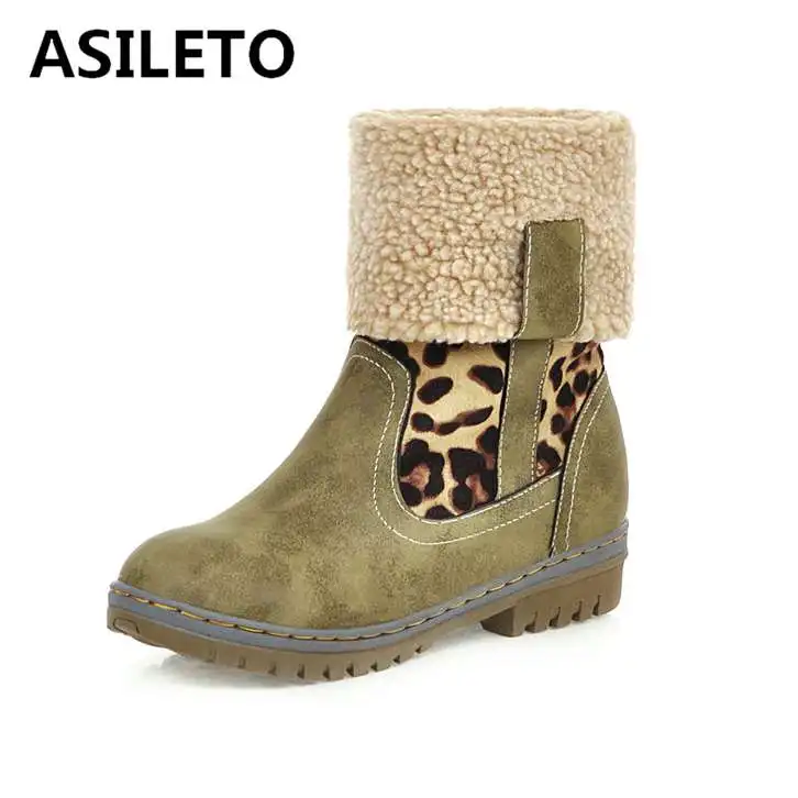 ASILETO large size 34-46 Autumn winter ankle boots for women low heels round toe fur botas warm plush leopard shoes woman bottes
ASILETO large size 34-46 Autumn winter ankle boots for women low heels round toe fur botas warm plush leopard shoes woman bottes