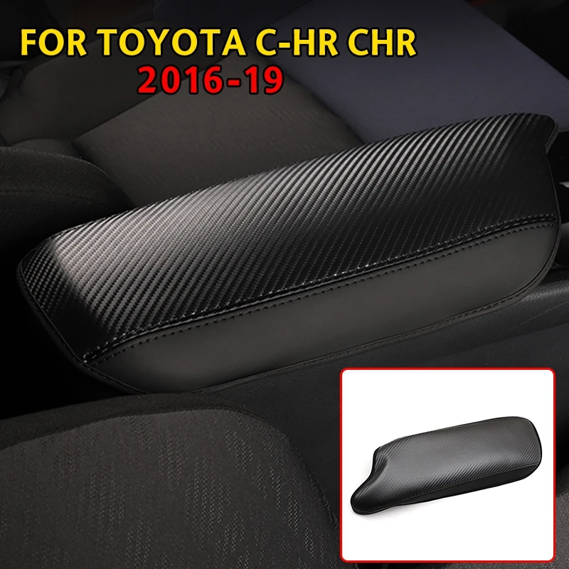 1pcs Carbon Fiber Inner Armrest Box Cover Trim fit for Toyota C-HR CHR 2016-2019