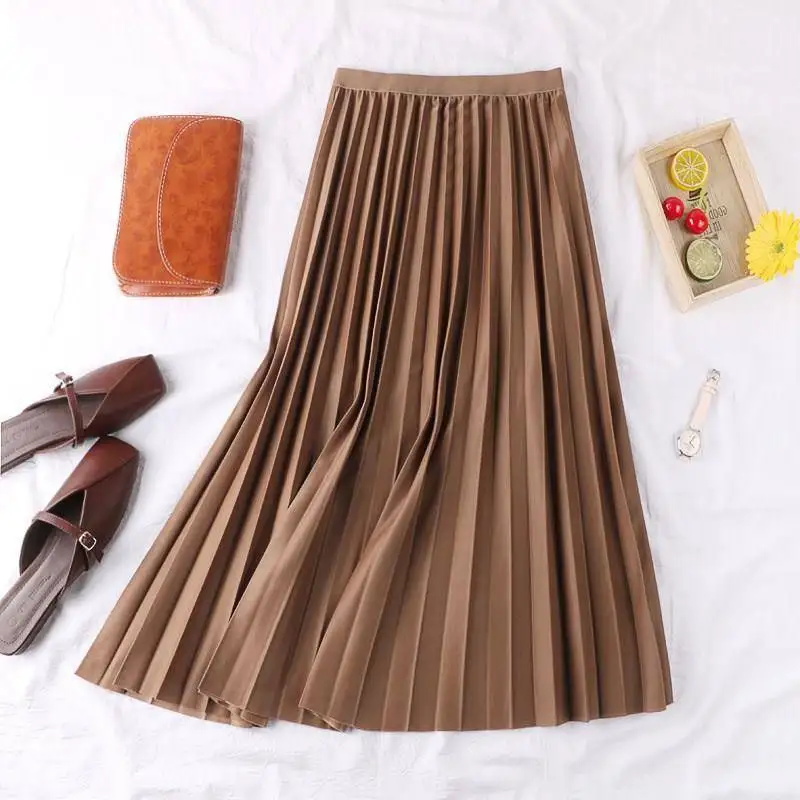 2019 new solid color large pendulum long skirts girl Korean version wild A word elastic waist skirt women
2019 new solid color large pendulum long skirts girl Korean version wild A word elastic waist skirt women
