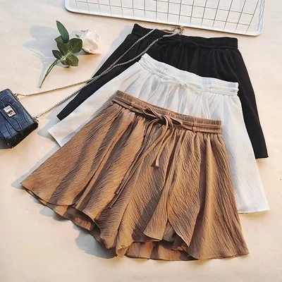 2019 New Summer Women Solid Korean Style High Waist Chiffon Fashion Ins Lacing Casual Loose Harajuku Wild Slim Wide Leg Shorts
2019 New Summer Women Solid Korean Style High Waist Chiffon Fashion Ins Lacing Casual Loose Harajuku Wild Slim Wide Leg Shorts