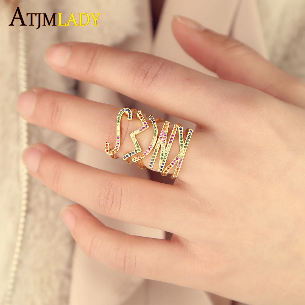 Wedding Rings Anel 2019 Summer Rainbow Colorful Cz Ring Initial Alphabet Charming Jewelry For Personalized Adjusted Gorgeous
Wedding Rings Anel 2019 Summer Rainbow Colorful Cz Ring Initial Alphabet Charming Jewelry For Personalized Adjusted Gorgeous
