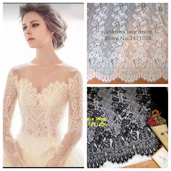 3 meters /lot black white 150cm width Eyelash lace fabric DIY Wedding dress French Lace fabric Skirt accessories clothing fabric
3 meters /lot black white 150cm width Eyelash lace fabric DIY Wedding dress French Lace fabric Skirt accessories clothing fabric