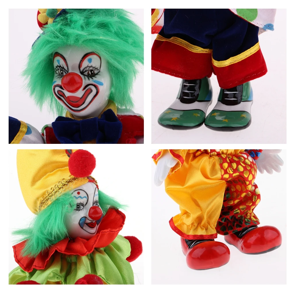 2Pcs 18cm Porcelain Doll Harlequin Clown Doll Figures Delicate Arts Crafts for Valentine Gifts