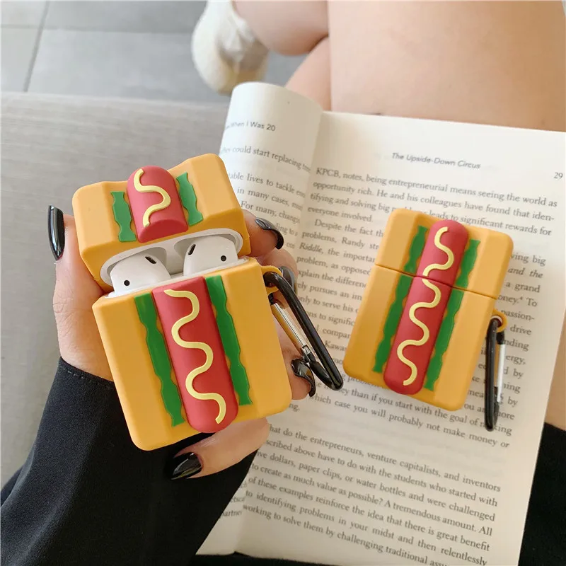 For Airpods 1/2 case 3D hot dog bread silicone case protective cover Wireless Earphone Case Charging Box case bags
For Airpods 1/2 case 3D hot dog bread silicone case protective cover Wireless Earphone Case Charging Box case bags